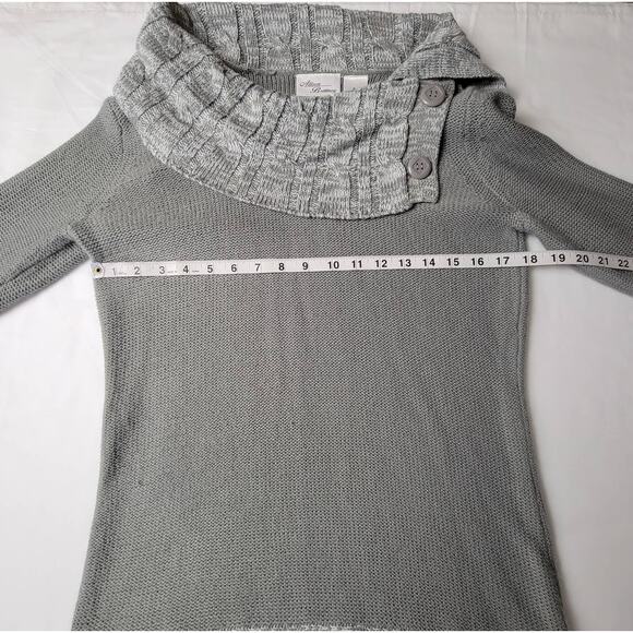 Allison Brittney Gray Slate Sweater Preppy Split Cowl Long Sleeves NEW Women S - Picture 5 of 10